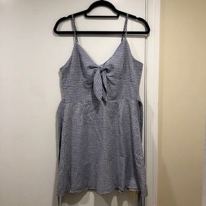JOA Tie Front Light Blue Gingham Dress M